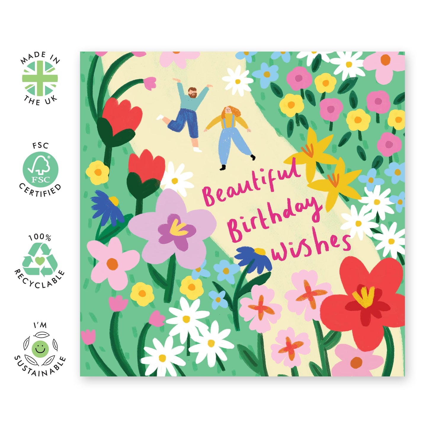 Friend Birthday Cards For Women Men - Beautiful Birthday Wishes - Happy Birthday Card For Friends Him Her - Floral Gifts For Colleagues Cousin Nephew Niece - Comes With Cute Stickers By Central 23