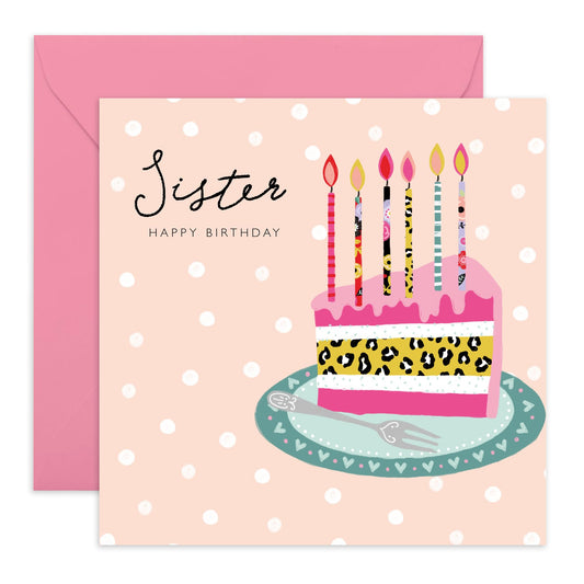 Happy Birthday Cards For Sister - Bday Cake Love Cards For Her - Sweet Gifts Presents For Sister - Happy Birthday Greeting Cards And Envelopes For Women - Comes With Stickers By Central 23