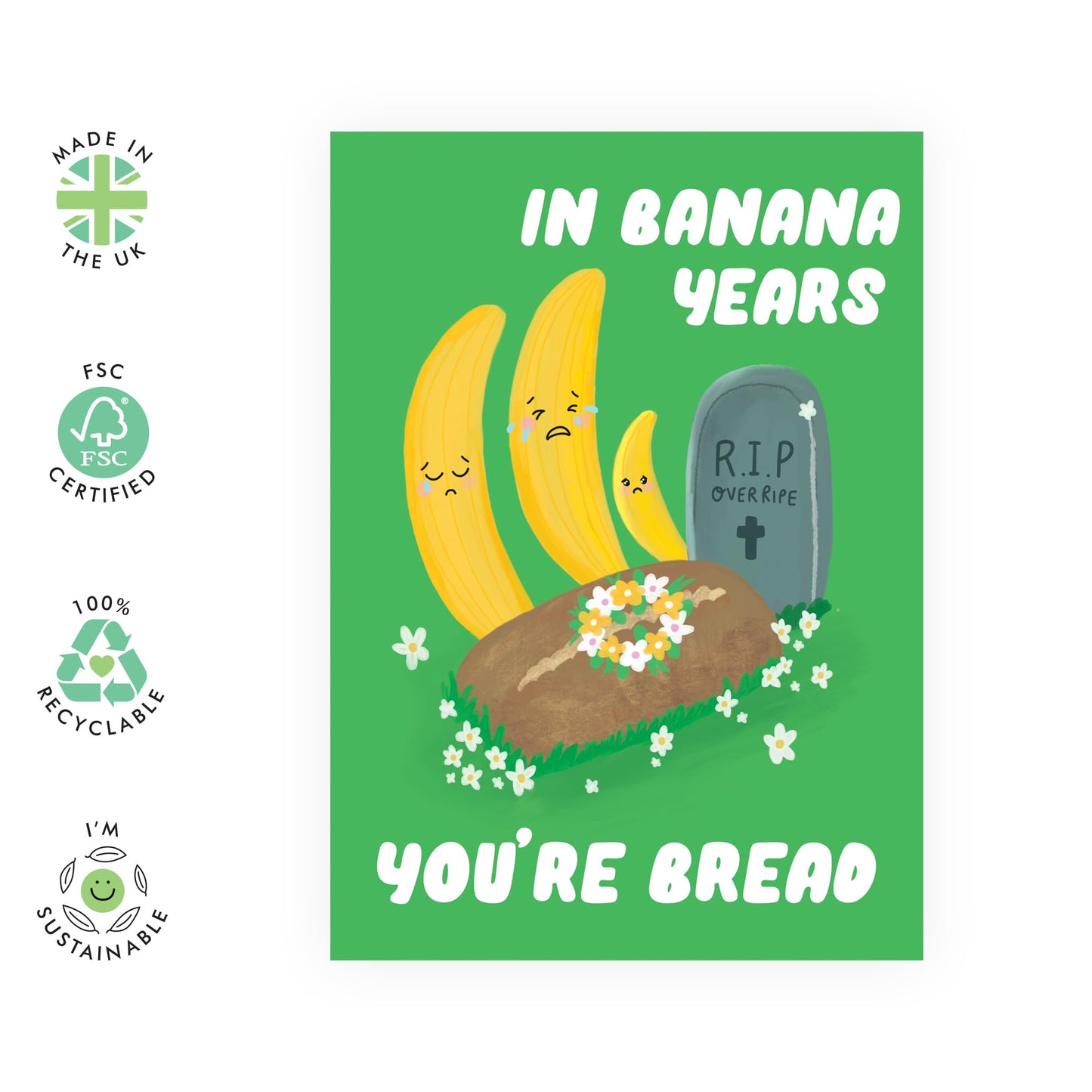 Funny Birthday Card For Friends - Cheeky Puns - In Banana Years You're Bread - Old Age Jokes - Retirement Card For Nan Grandad Grandma - Gifts For Him Her - Comes With Fun Stickers By Central 23