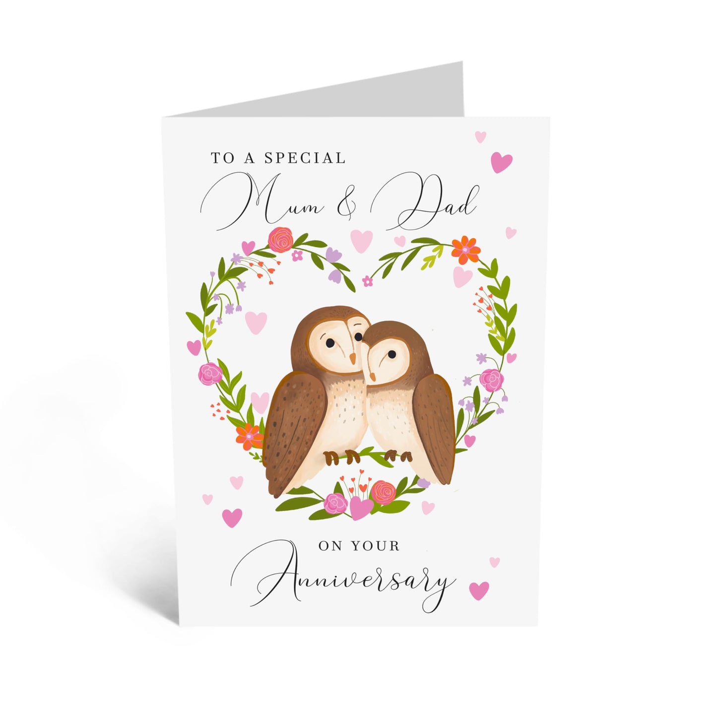 Anniversary Card - 'OWL PARENTS ANNIVERSARY' - Ideal for Celebrating Parents with Whimsy and Wisdom - Perfect for Marking Special Anniversaries with a Unique Flair - Comes with Stickers by Central 23
