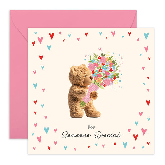 Sweet Birthday Card- 'Someone Special Bear' - Gifts for Her, Him, Friends, Colleague - Cuddly Bear - Comes with Fun Stickers