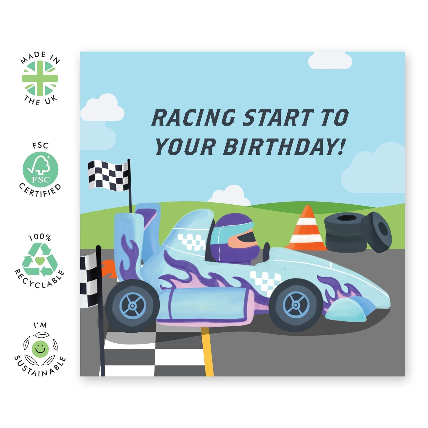 Happy Birthday Cards For Boys Girls - Racing Start To Your Birthday - Greeting Cards For Kids Baby Toddlers - Gifts For Son Daughter Granddaughter Niece - Comes With Fun Stickers By Central 23