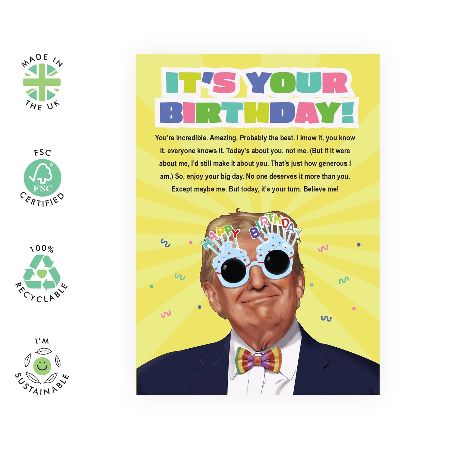CENTRAL 23 Cute and Positive Birthday Card - 'You're Incredible' - Presents for Him, Her, Friend Bestie, BFF, Colleague - Deserving - Comes with Fun Stickers