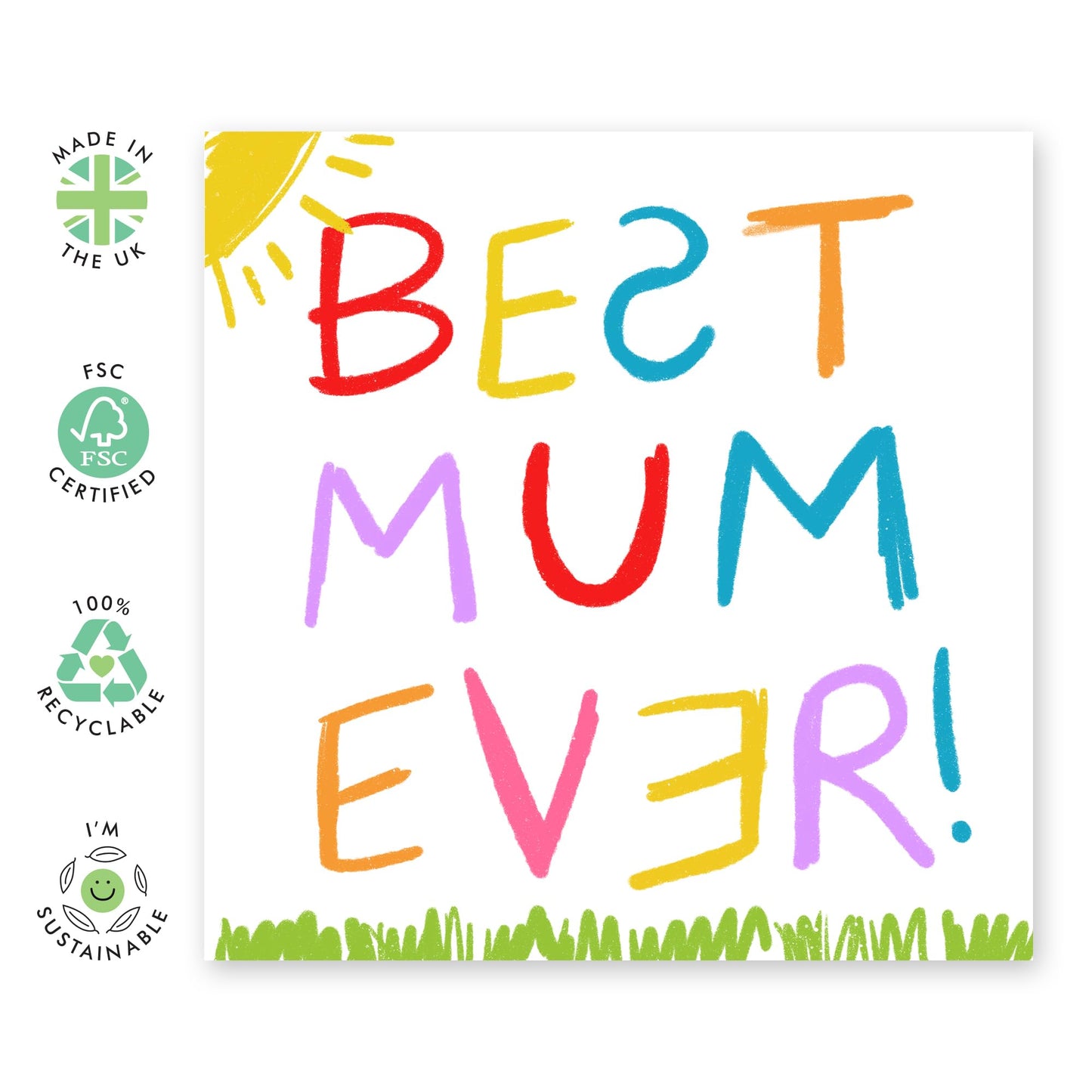 Bold Greeting Card for Her - Colourful Appreciation Gift for Mama, Mam, Ma, Mummy, Her, Ladies, Women from Son Daughter Husband Kids Boys Girls - Mothers Day Card Surprise - Comes With Stickers