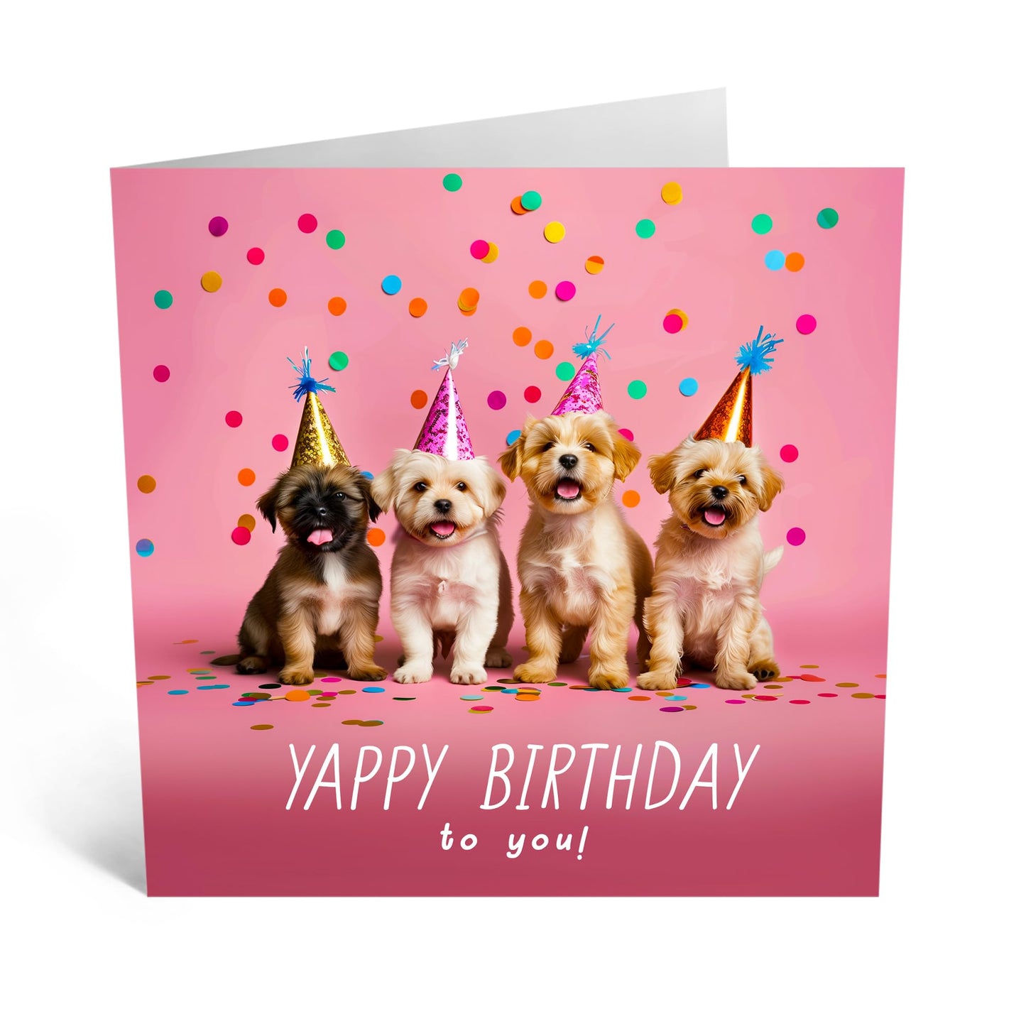 Birthday Greeting Card - 'YAPPY BIRTHDAY PUPPIES' - Perfect for Celebrating with a Fun and Furry Twist - Ideal for Adding a Playful Touch to Their Special Day - Comes With Stickers By Central 23