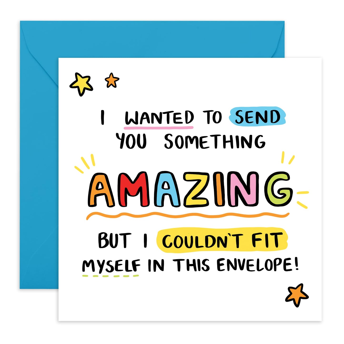 Funny & Sweet Birthday Card - 'Couldn't Fit In This Envelope' - Gifts for Girlfriend, Boyfriend, BFF, Wife, Husband, Bestie, Sister, Colleagues - Amazing Presents - Comes with Fun Stickers