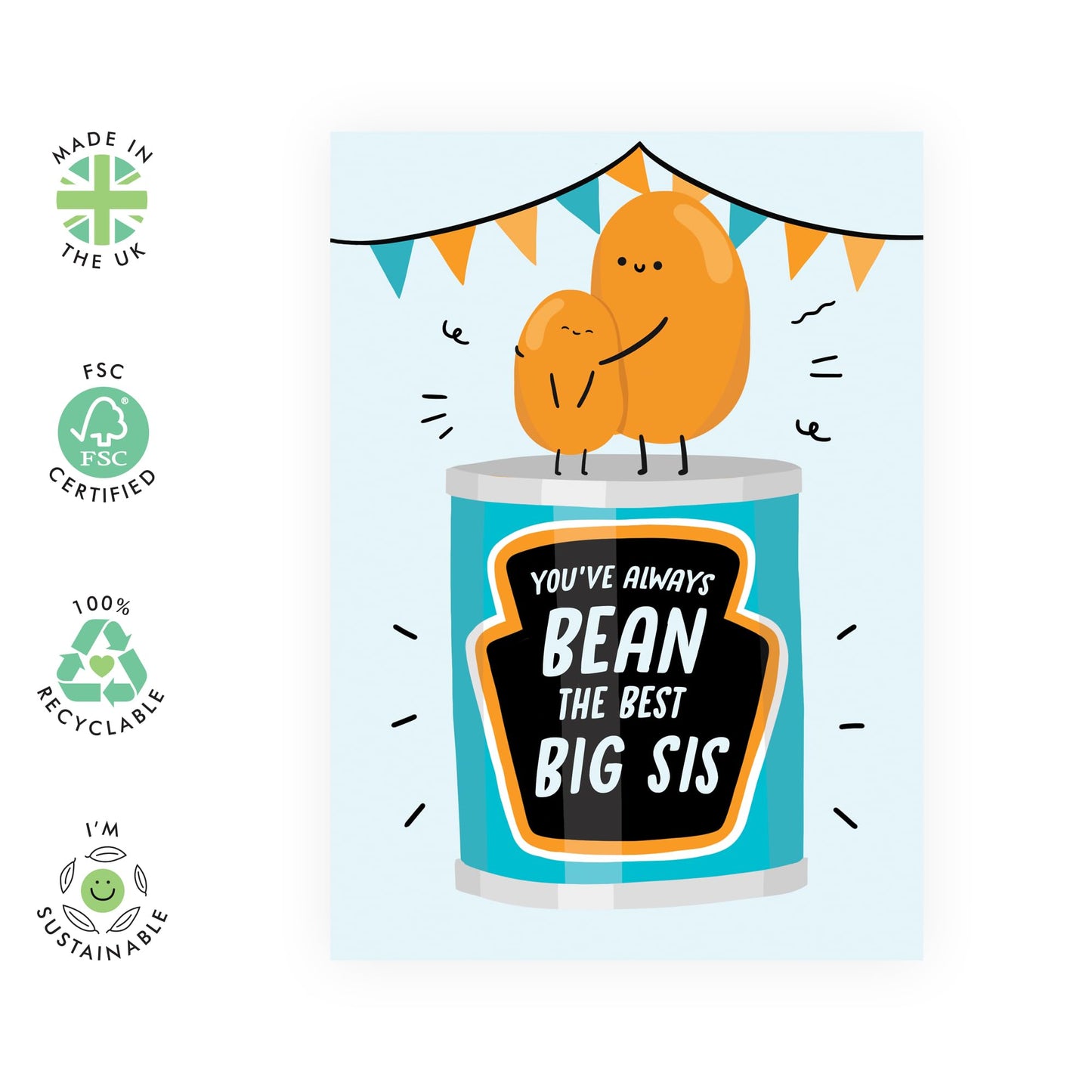 Funny Happy Birthday Card - 'You've Always Bean The Best Big Sis' - Jokes for Big Sister, Siblings & Her - Humorous Present Ideas for Ladies & Girls - Comes with Fun Stickers