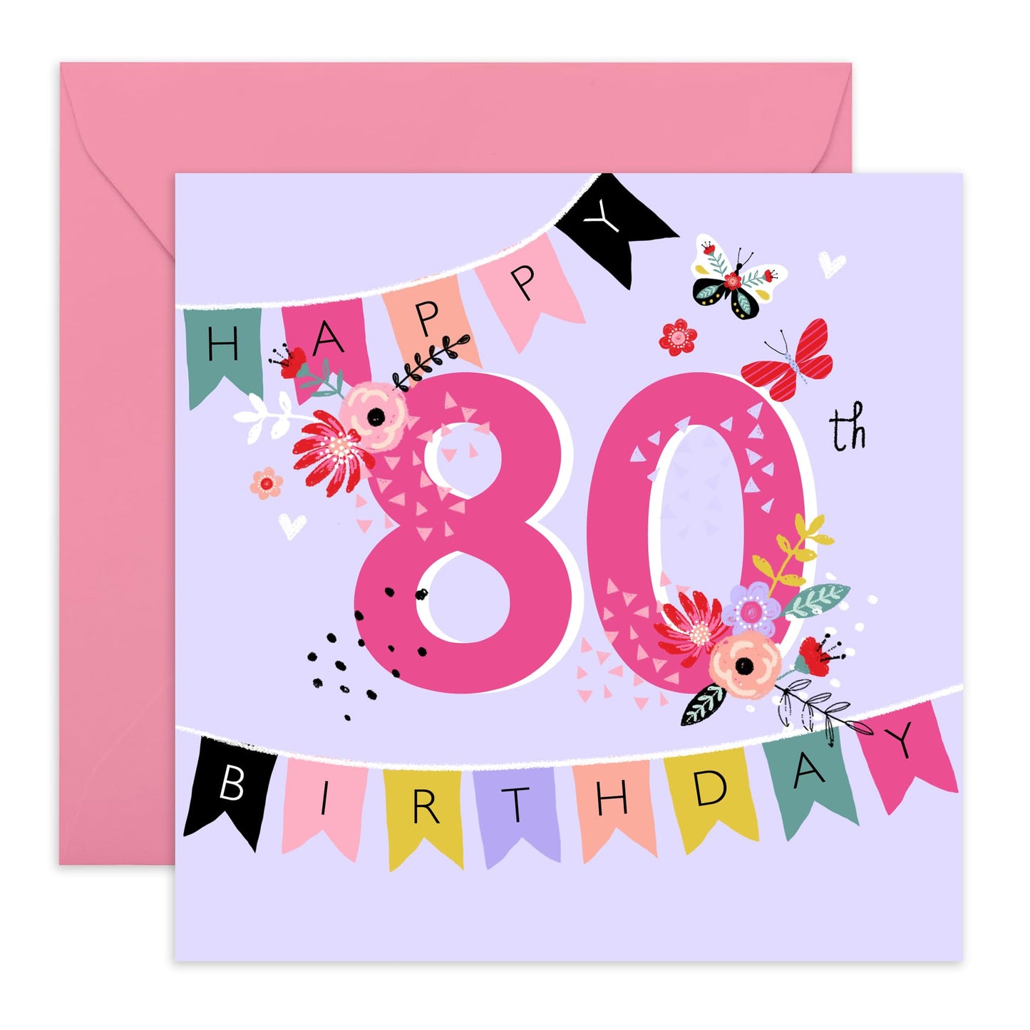 80th Birthday Card For Grandmum - Birthday 80th Banner - Grandma Birthday Greeting Card - Gifts For Her - Happy Eightieth Birthday Cards Grandmother - Comes With Fun Stickers By Central 23