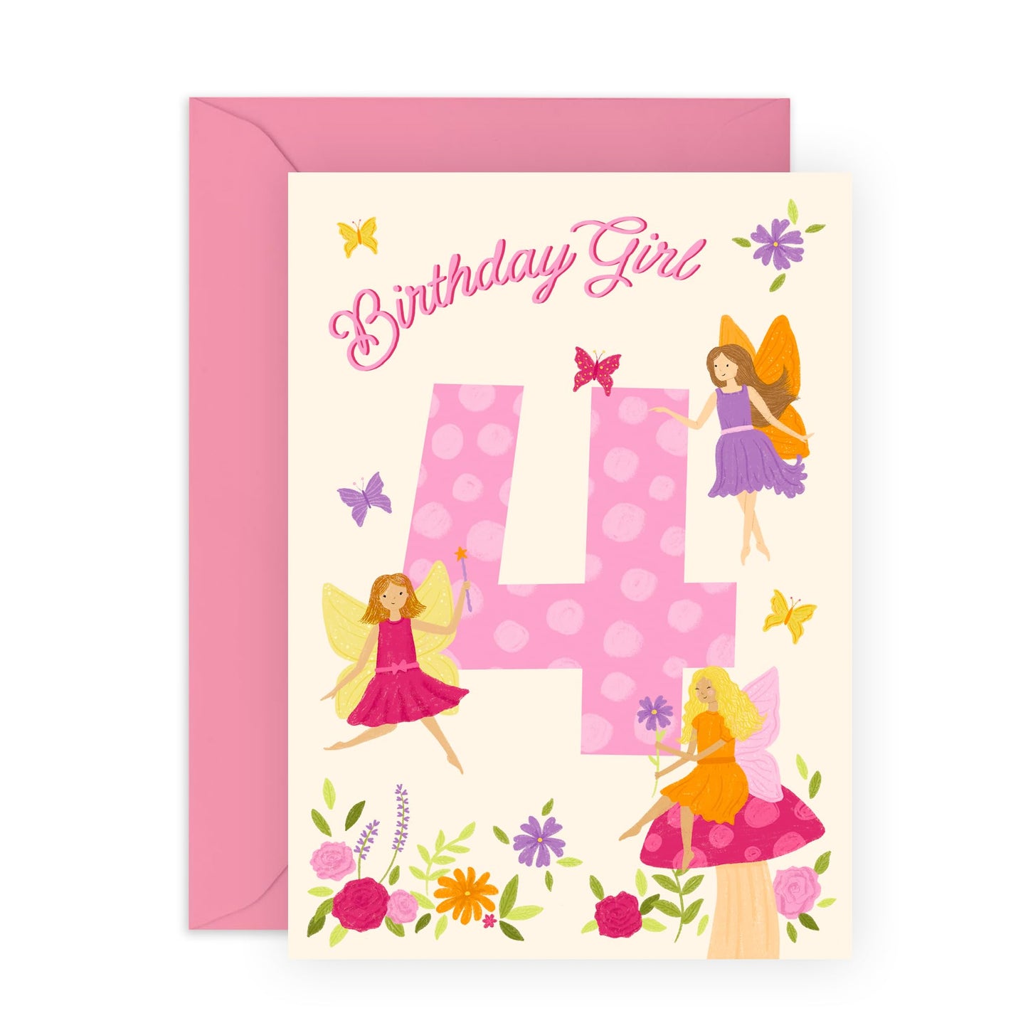 4th Birthday Cards for Girls – Fairy Themed – Cute Gifts for Daughter, Niece, Granddaughter, Her, Children, Neighbour, Cousin,- 4 Year Old Princess - Comes with Fun Stickers
