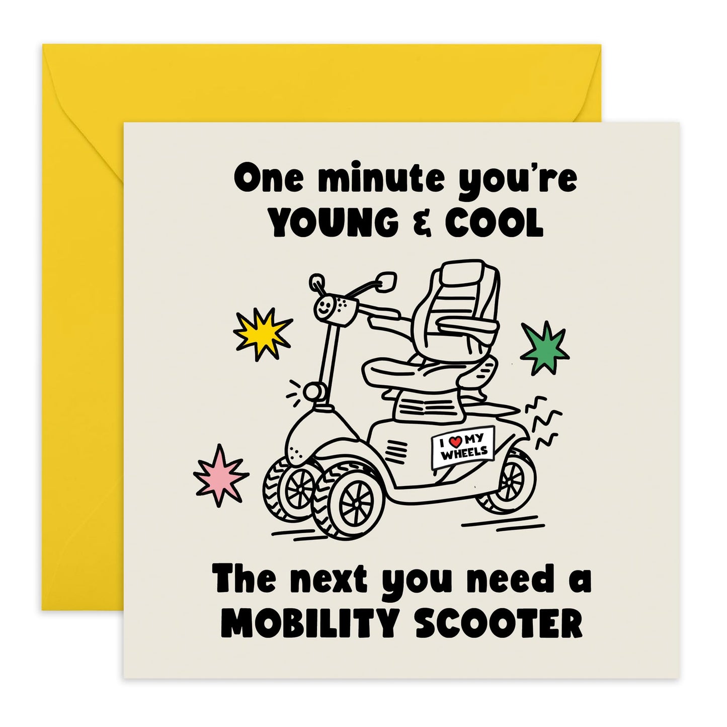 Birthday Cards For Her Him - Mobility Scooter Funny - Husband Wife Birthday Greeting Card - Funny Birthday Cards For Him Her - Gift For Couple - Comes With Stickers By Central 23
