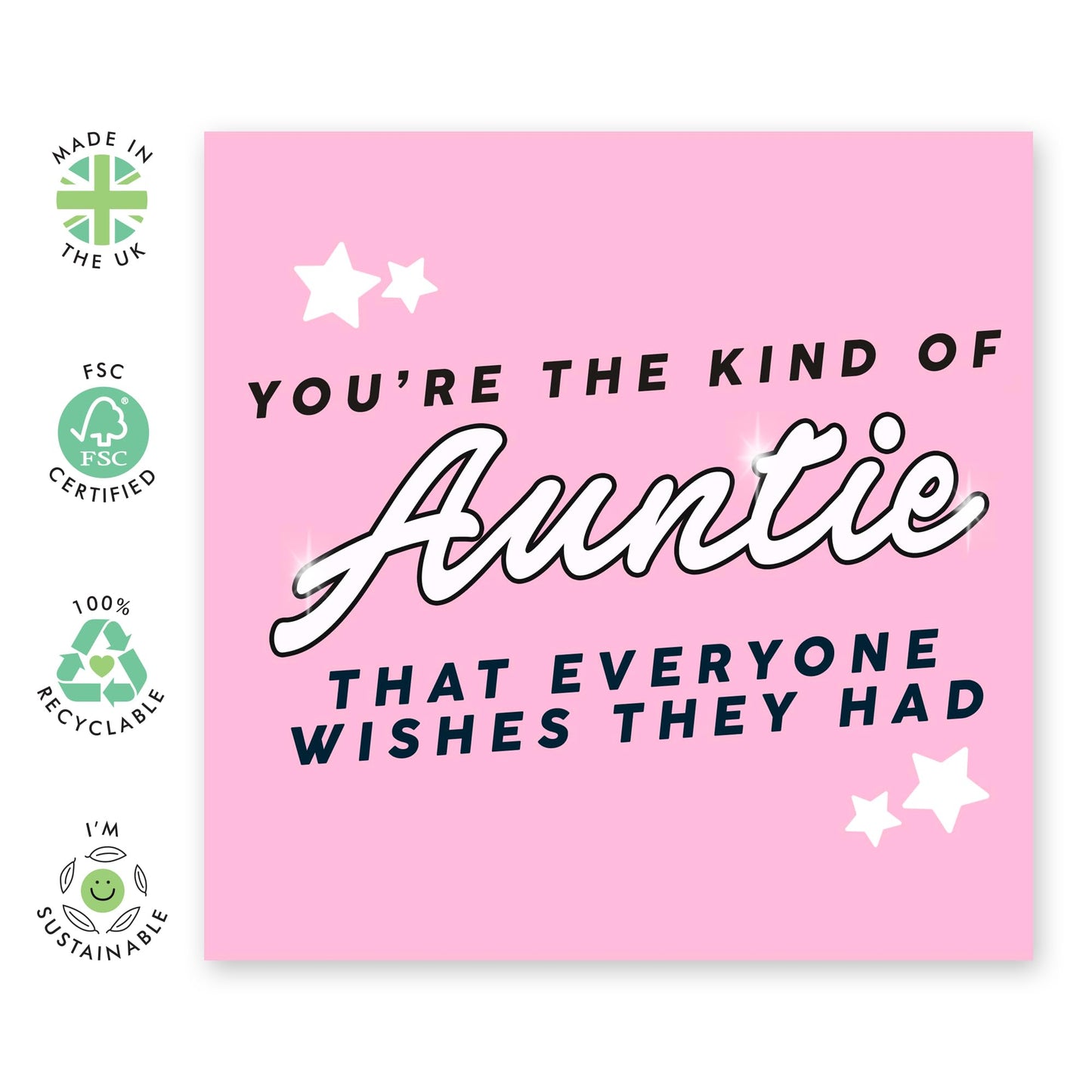 Appreciation Greeting Card - 'Auntie Everyone Wishes' - Sweet Message for Auntie, Her, Family, Relatives - No.1 Auntie - Comes with Fun Stickers