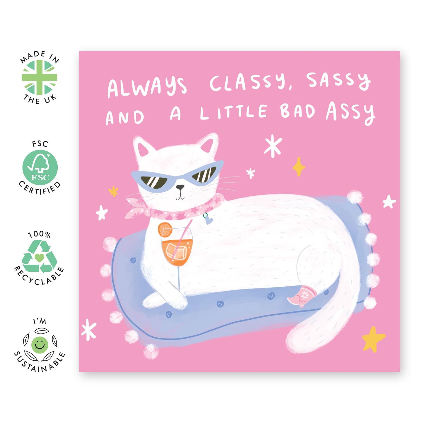 Bestfriend Birthday Card For Women - Witty Sass Sarcasm Humor - Cat Birthday Cards For Female Friends Wife Girlfriend Daughter Mom - Gifts For Her - Comes With Cute Stickers By Central 23