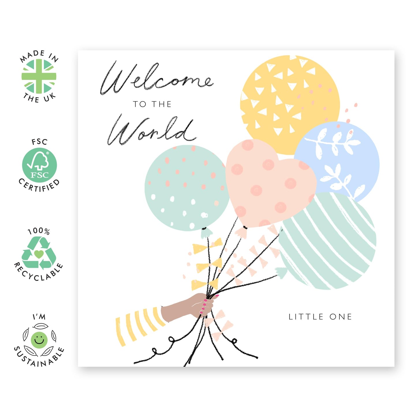 Baby Shower Card Unisex - Welcome Home To The World - Balloons - Well Done Congratulations Card For Pregnancy Newborn Baby Expecting Dad And Mum To Be Card - Comes With Stickers - By Central 23