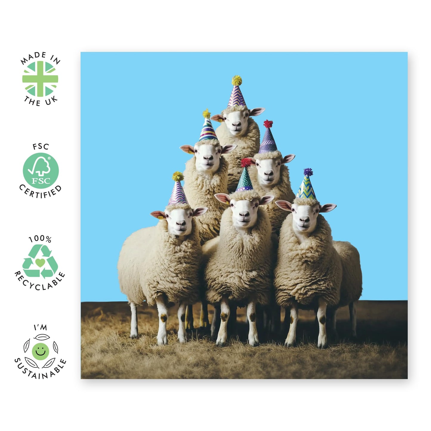 Funny Birthday Card Sheep Pyramid - 'Birthday Sheep Stack' - Gifts for Him, Her, Women, Men, Coworker, Friends, Family - Wooltastic - Comes with Fun Stickers