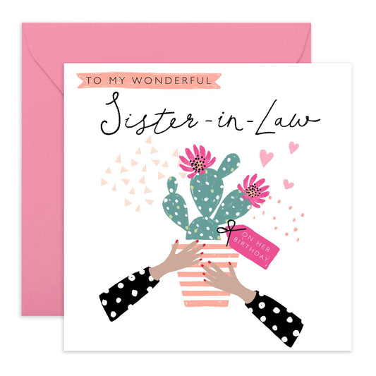 Birthday Cards For Sister In Law - Cactus Card Love Cards For Her - Sister-in-law Gifts Presents - Happy Birthday Greeting Cards And Envelopes - Comes With Stickers By Central 23