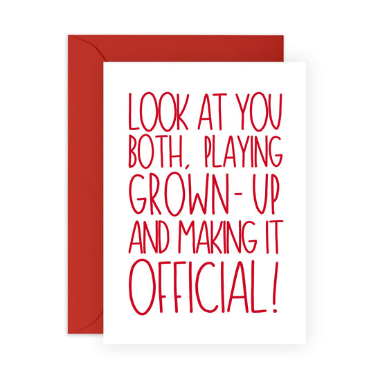Funny Wedding Celebration Card - 'Playing Grown Up' - Gifts for the Bride, Groom, Best Friend, Bestie, BFF, Sister, Bruv, Mate, Brother, Cousin - Congrats - Comes with Fun Stickers