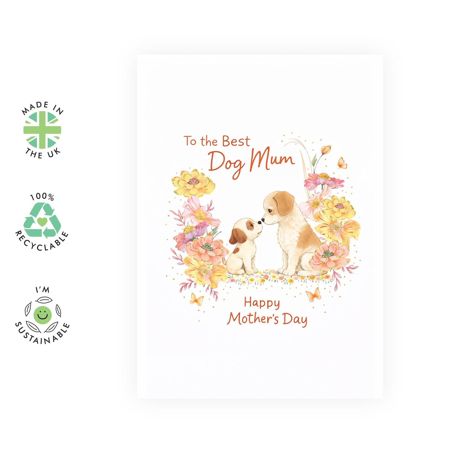 Sweet Mother’s Day Card – Dog Mum, Puppy and Parent – Cute Pet Lover Gift for Mum Mummy Mother Mama Wife Her Women - Mothering Greetings From Daughter Son Kids Husband -Comes with Stickers