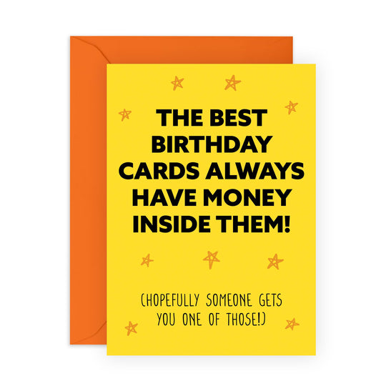 Funny Happy Birthday Card - 'Best Cards Money Inside - Gift for Friends, Buddies, BFFs, Mates, Bruv, Coworkers, Colleagues, Family - Hopefully - Comes with Fun Stickers