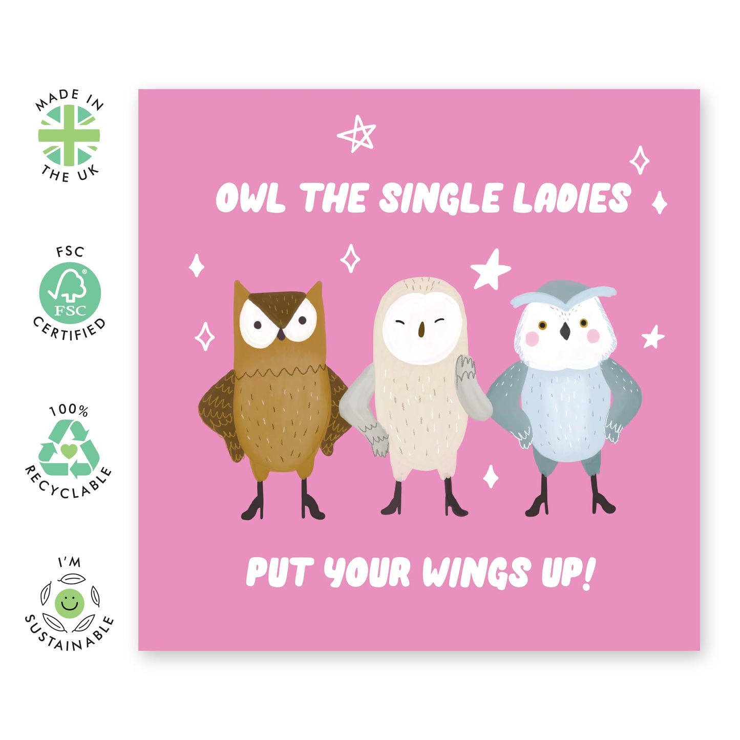 Mum Birthday Card - Owl The Single Ladies Put Your Hands Up - Funny Mothers Day Card From Daughter Or Son - Gifts For Mum Mother Mama Mummy - Comes With Fun Stickers By Central 23