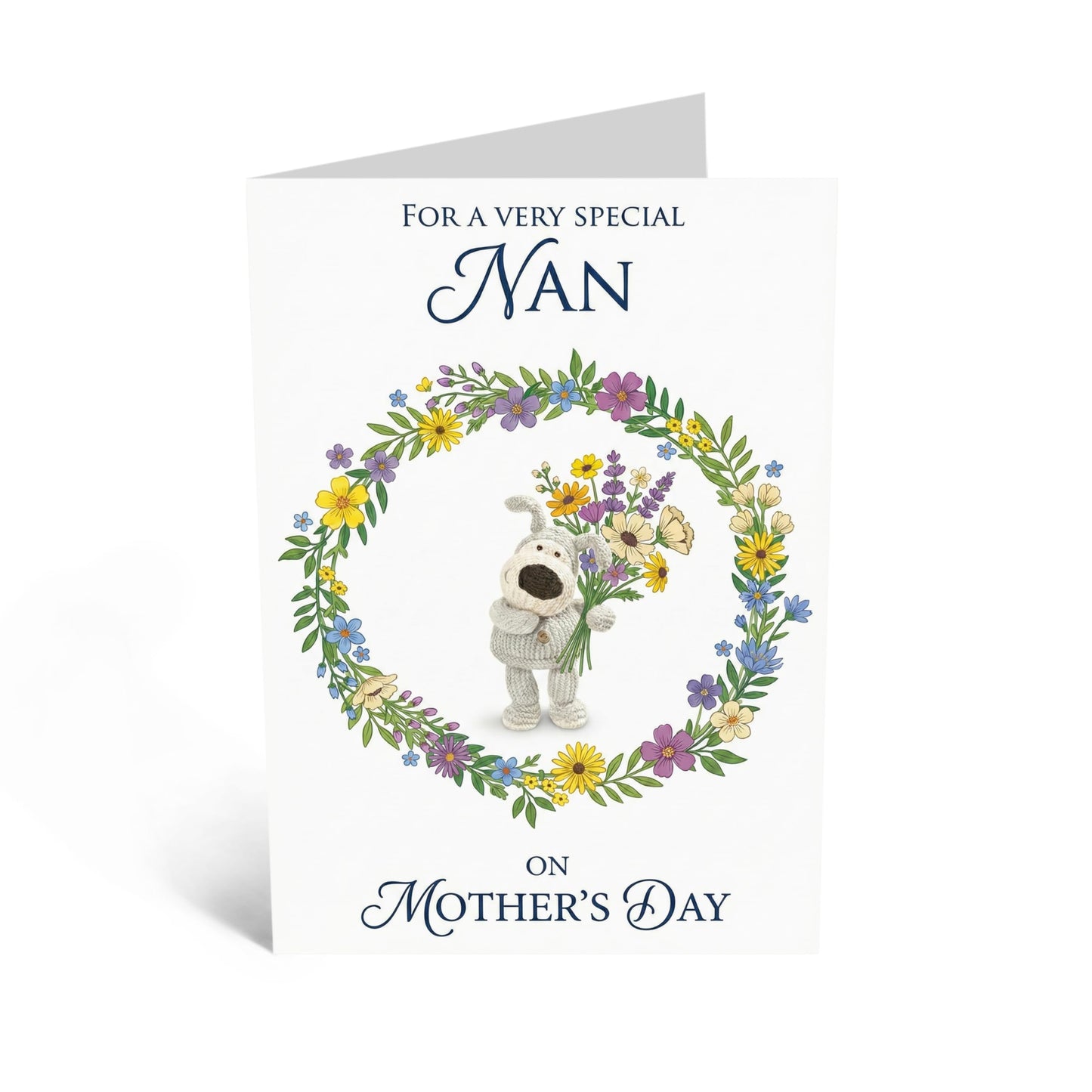 Mother’s Day Card for Nan - ‘For a Very Special Nan’ Floral Greeting Card - Cute Puppy & Flower Wreath Design - Thoughtful Keepsake for Nanna - Made in UK - Includes Premium White Envelope