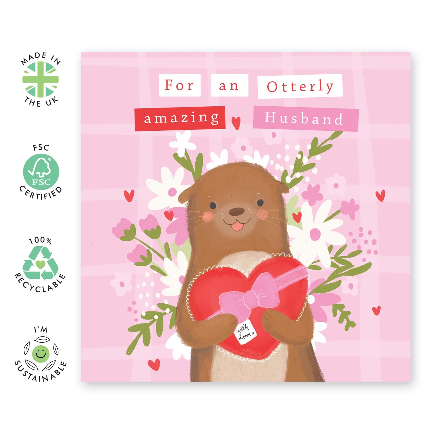 Husband Birthday Card - For An Otterly Amazing Husband - Romantic Husband Anniversary Card From Wife - I Love You Gift For Partner Her Women - Comes With Cute Stickers By Central 23