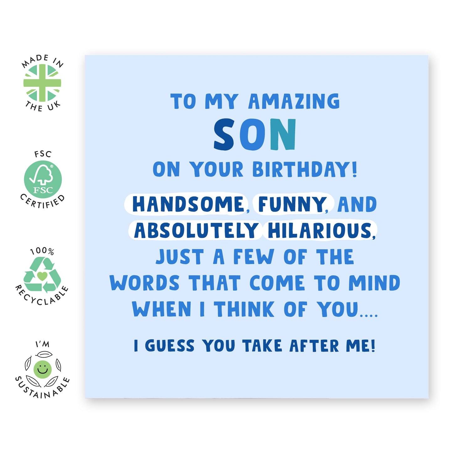 Birthday Card - 'SON BIRTHDAY' - Perfect for Celebrating Your Amazing Son on His Special Day - Ideal for Parents, Family, or Anyone Who Loves to Honor Their Boy - Comes With Stickers By Central 23
