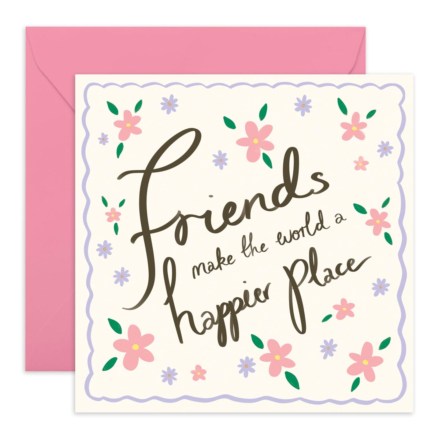 Friendly Birthday Card - 'Floral Friends' - Gifts for Besties, Best Friends, Girlfriends, Gals, Ladies, Her, Colleagues - Thank You Friend - Comes with Fun Stickers