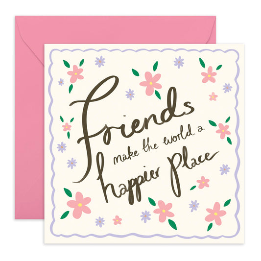 Friendly Birthday Card - 'Floral Friends' - Gifts for Besties, Best Friends, Girlfriends, Gals, Ladies, Her, Colleagues - Thank You Friend - Comes with Fun Stickers