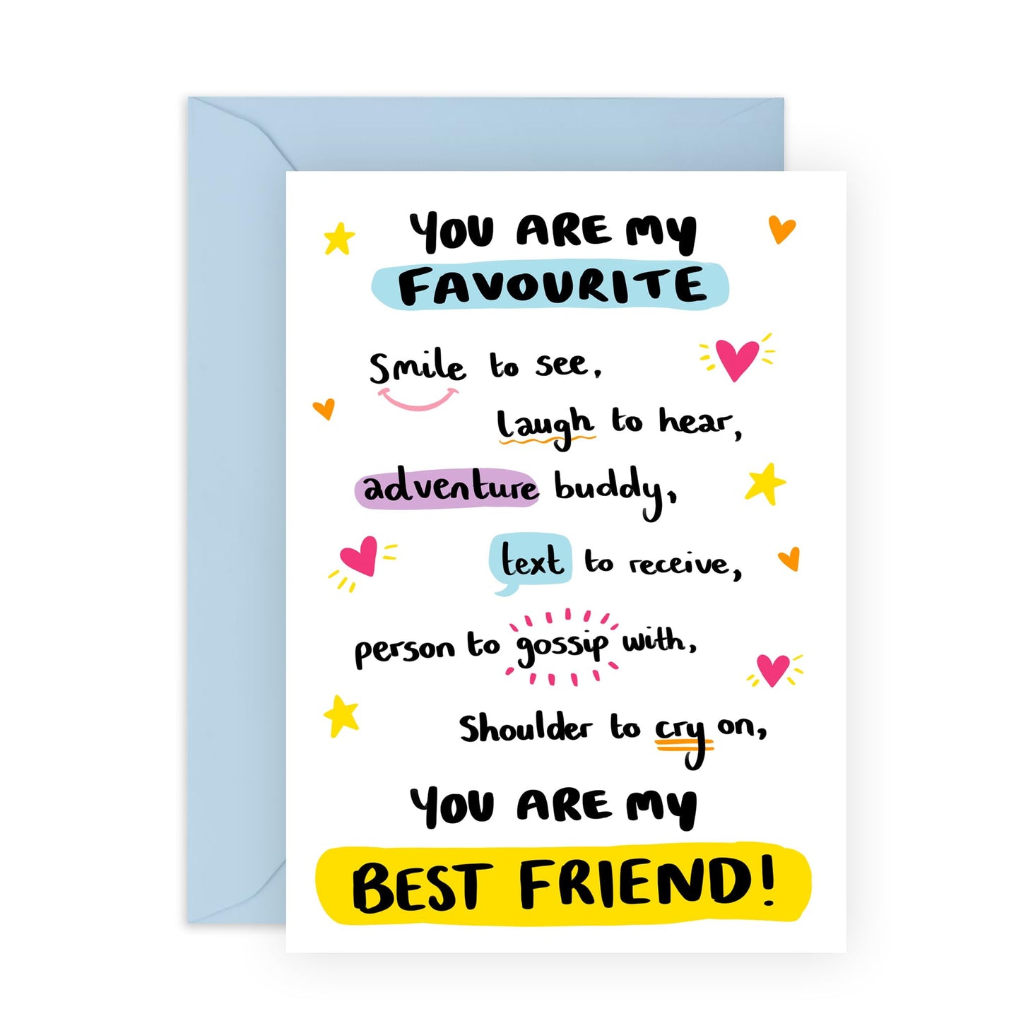 Greeting Card - 'YOU ARE MY BEST FRIEND' - Perfect for Showing Appreciation and Celebrating Friendship - Ideal for Expressing Your Love & Gratitude for Best Friends - Comes With Stickers By Central 23