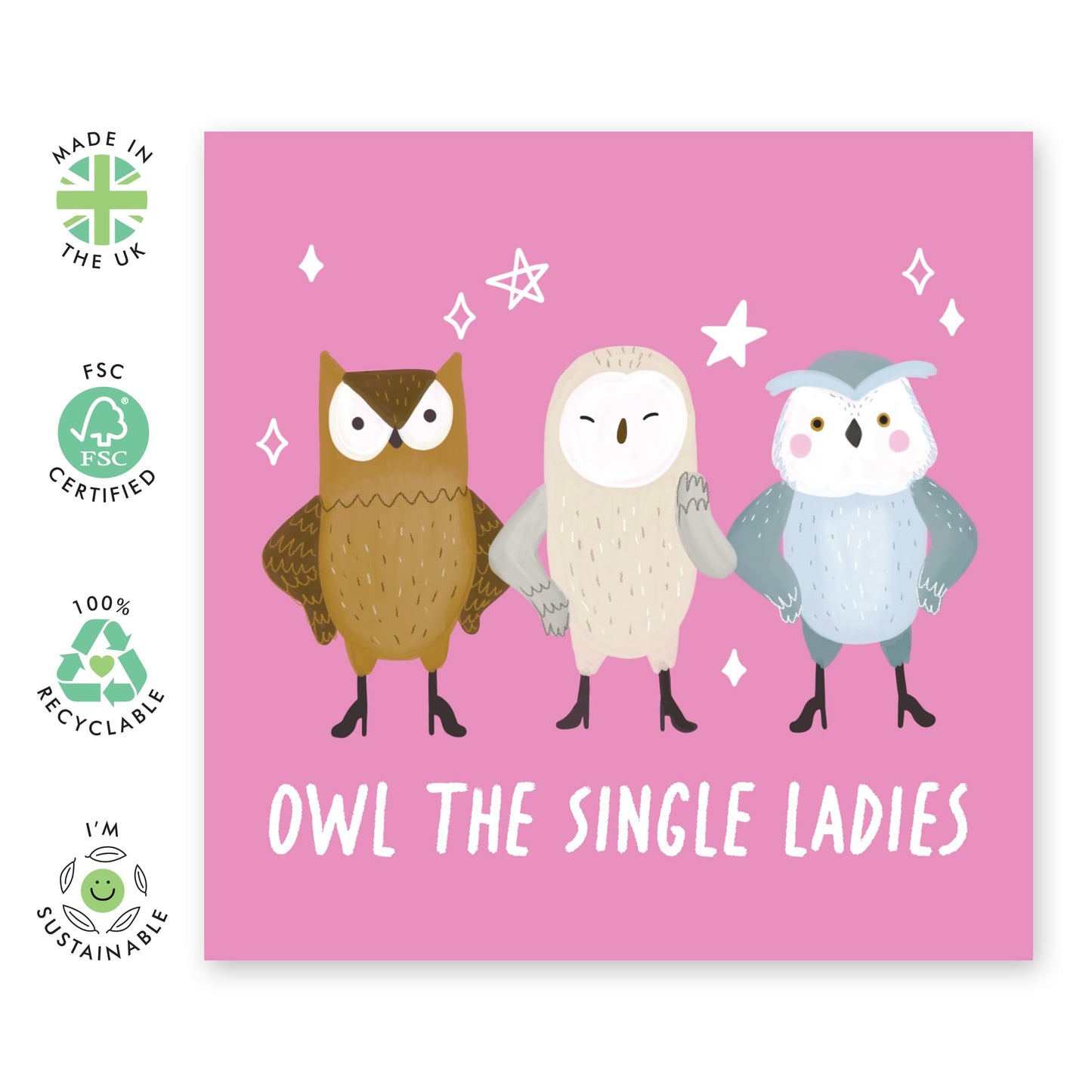 Birthday Cards For Women - Owl The Single Ladies - Funny Birthday Card - Female Birthday Gifts - Gifts For Sister Friend Mum Ladies - Comes With Fun Stickers By Central 23