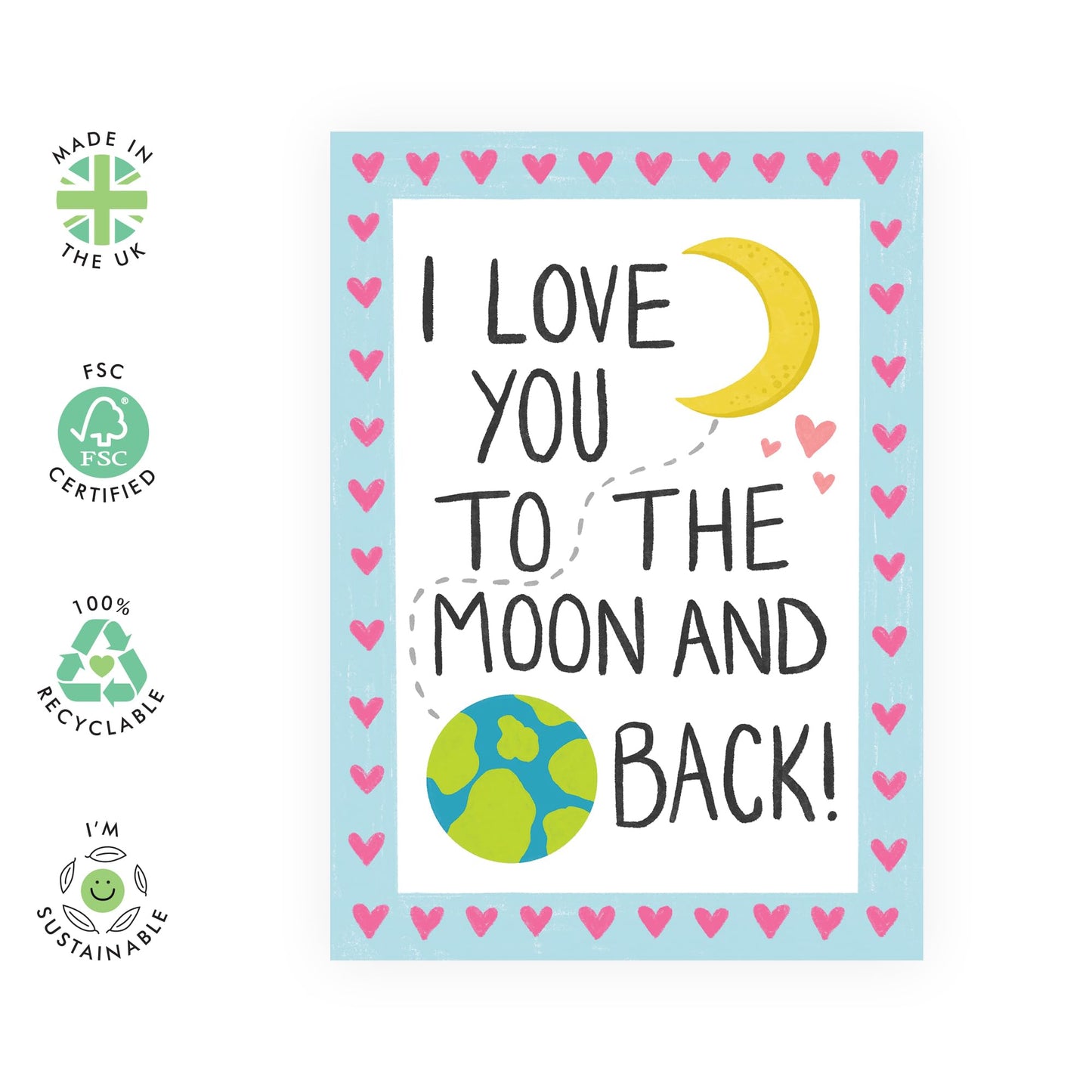Creative Love Greeting Card - 'Love You To The Moon and Back' - Valentines Gifts for Wife, Husband, Girlfriend, Boyfriend, Partners, Couples - Much Love - Comes with Fun Stickers