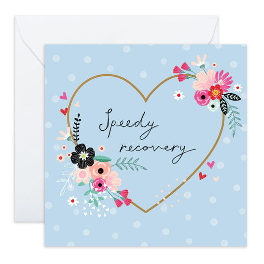Speedy Recovery Card And Envelope - Get Well 19 - Get Well Soon Him Her - Floral Greeting Card - For Girl Friend - Encouragement Cards For Men Women - Feel Better - Comes With Stickers - By Central 23