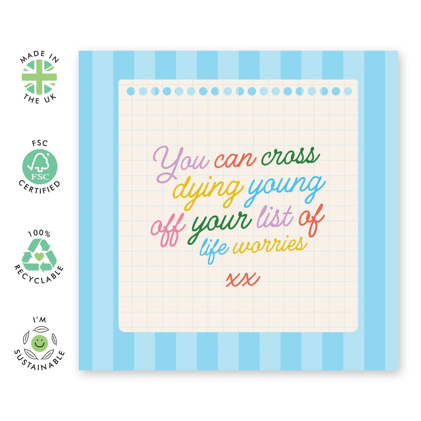Happy Birthday Cards For Men Women - Cross Off Dying Young Note - Hilarious Greeting Card Mum Dad - Funny Greeting Cards Her Him - Gift From Son Daughter - Comes With Fun Stickers - By Central 23