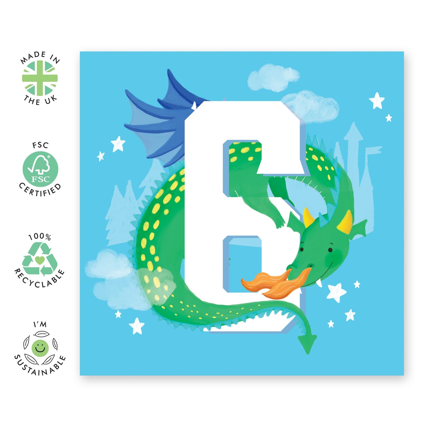 6th Birthday Card Boy - Dragon Age 6 - Animals Sixth Bday - 6th Birthday Card For Kids - Age Six Greeting Card - Gift For Son Nephew Grandson - From Mum Dad - Comes With Fun Stickers - By Central 23