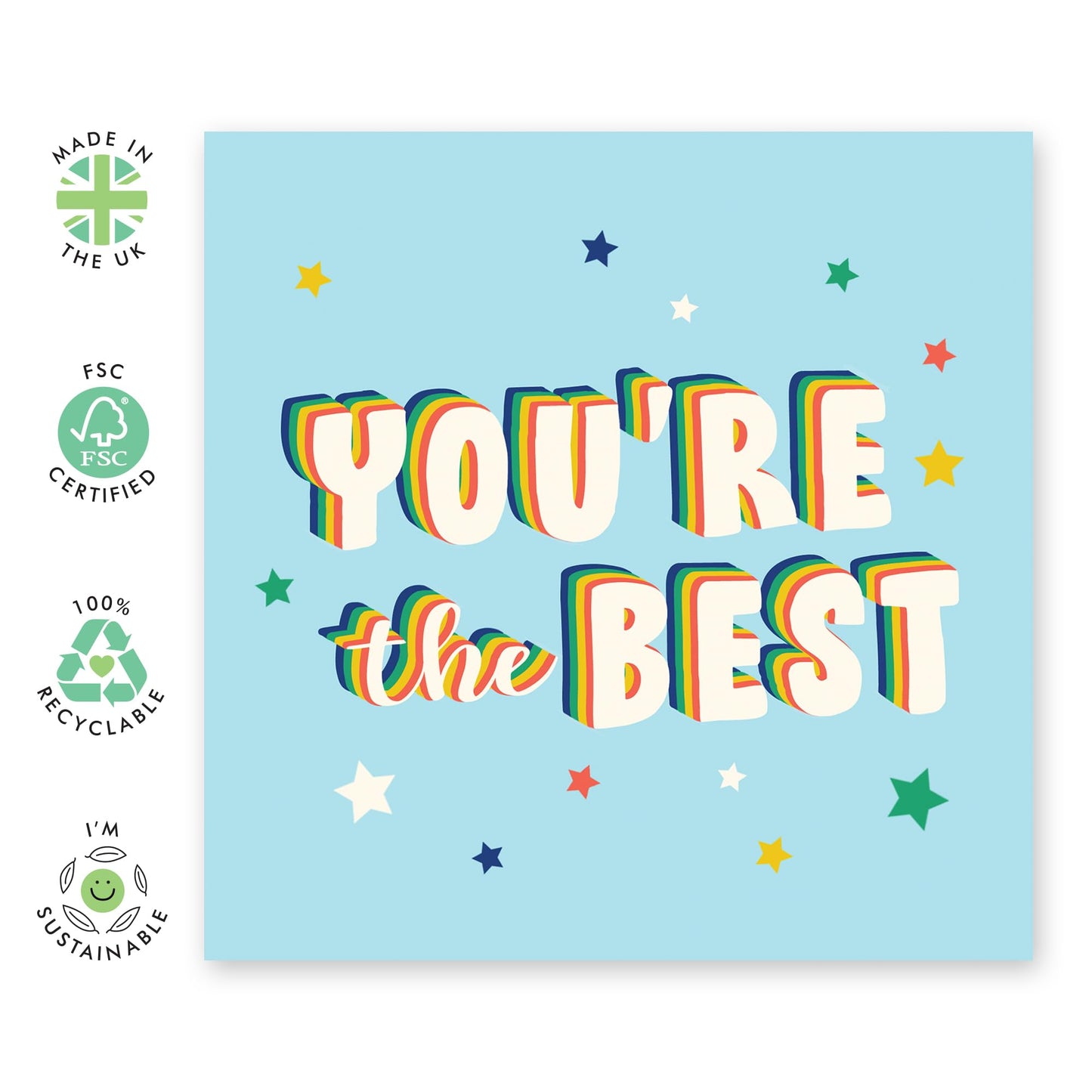Happy Birthday Card Girls And Boys - You're The Best - Party - Sweet Greeting Cards For Nephew Niece Him Her - Birthday Card For Son Daughter - Comes With Stickers By Central