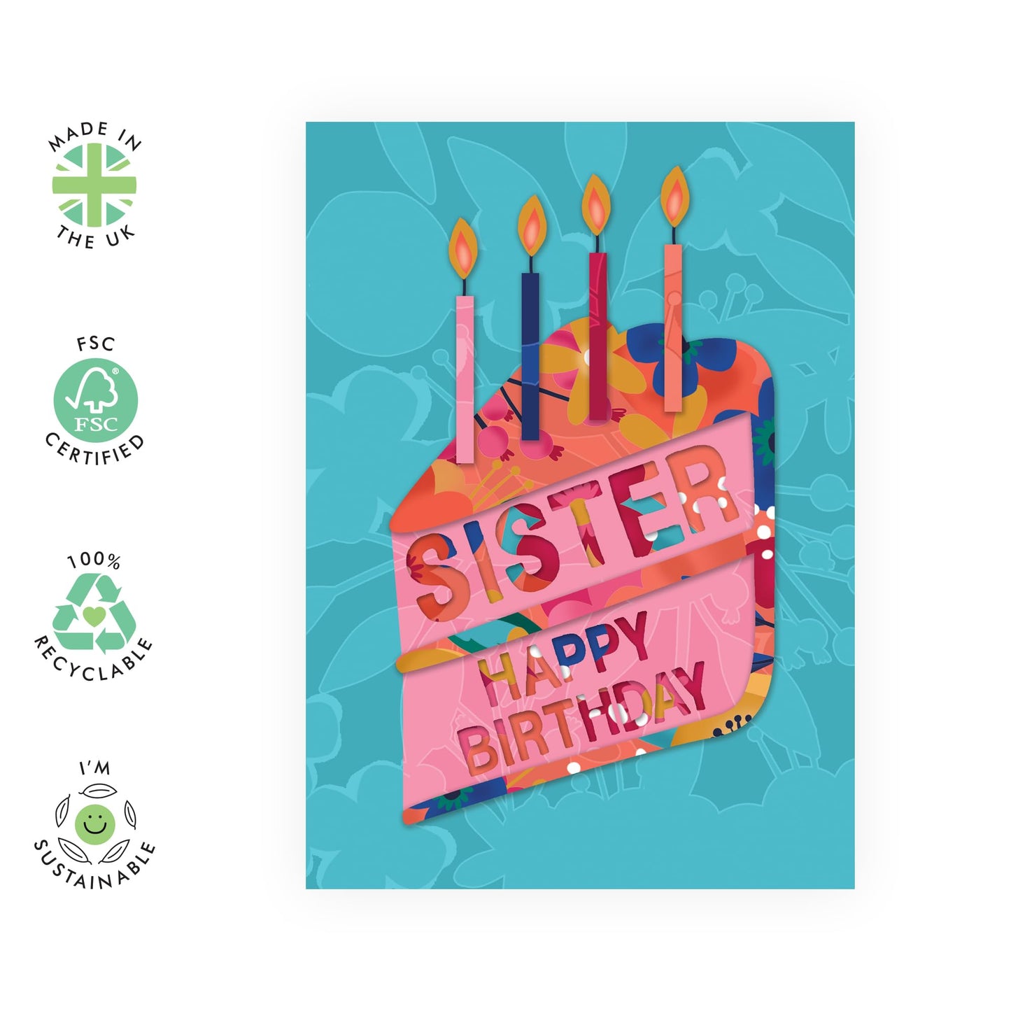 Sister In Law Birthday Card - Birthday Card For Sisters - Bday Cake - Flower Card - Pretty Pink Gifts For Her Women Female Sibling Women - Comes With Stickers By Central