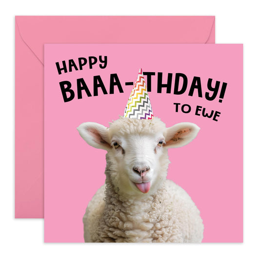 Birthday Cards Funny - 'Happy Birthday To Ewe' - Birthday Cards For Friends - Puns Jokes - Humourous Greeting Cards For Women Men - Sheep Gifts For Him Her - Comes With Cute Stickers By Central 23