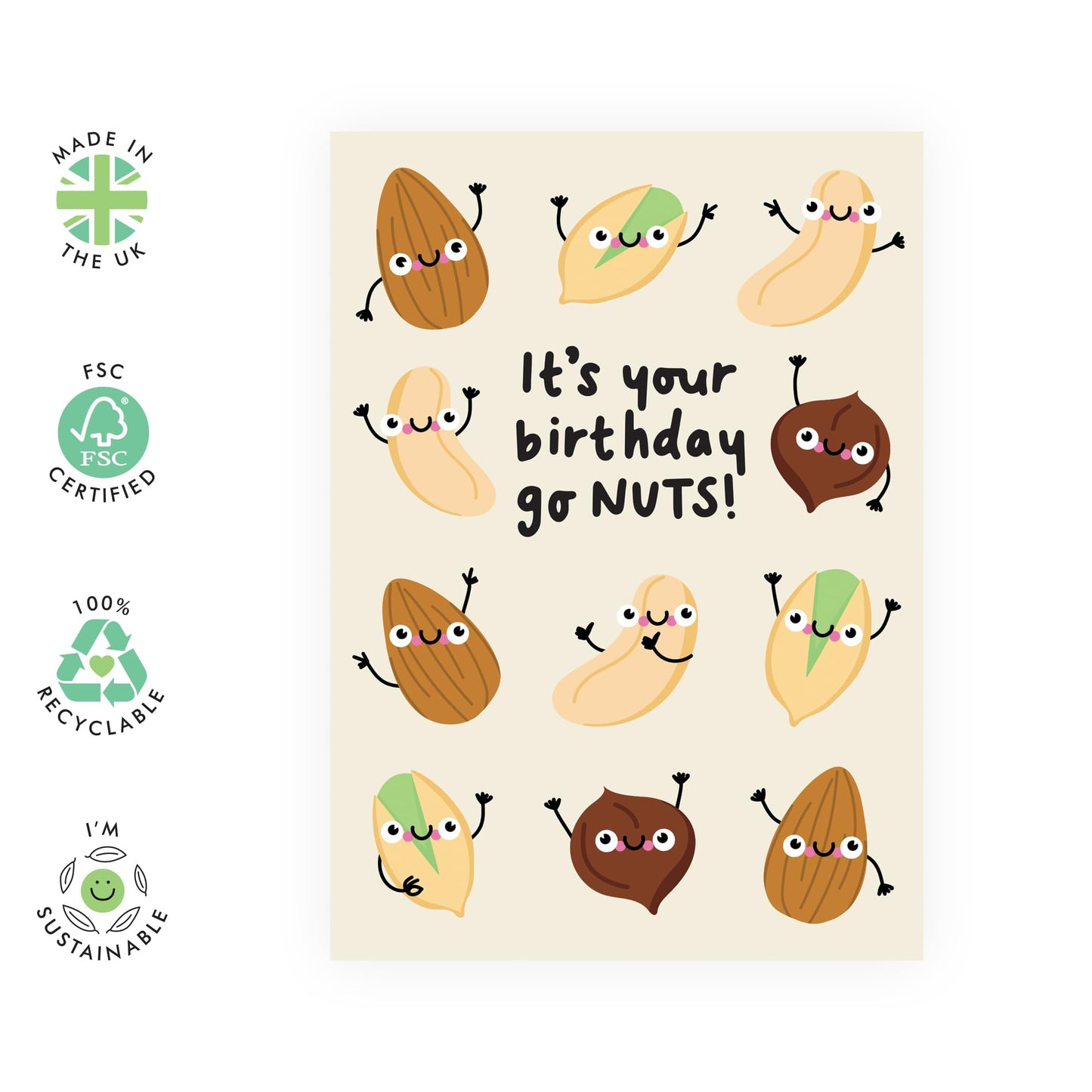 Birthday Card - 'BIRTHDAY GO NUTS' - Perfect for Celebrating with a Fun and Wacky Twist - Ideal for Him, Her, Friends, Family, and Anyone Who Loves a Good Laugh - Comes With Stickers By Central 23
