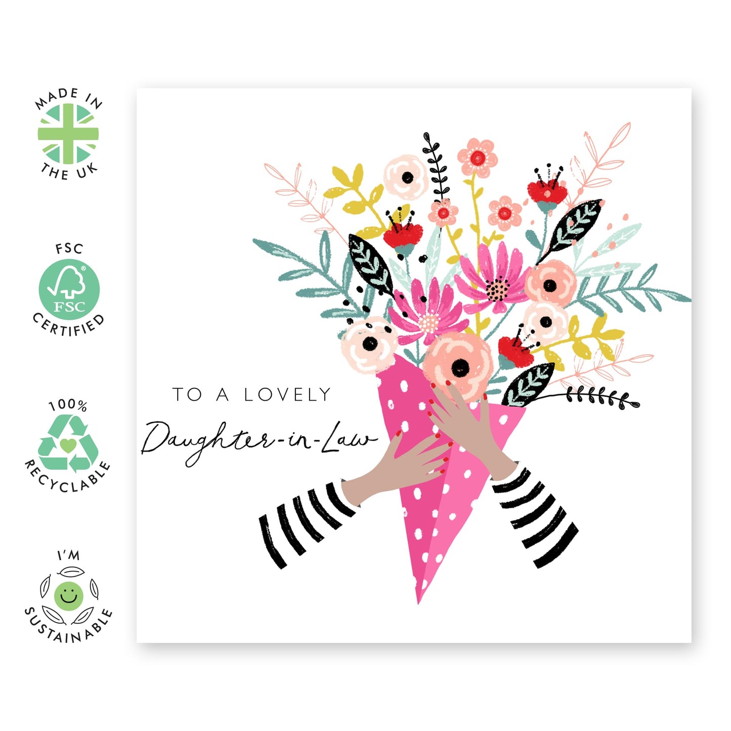 Daughter In Law Birthday Card - To A Lovely Daughter-in-law - Sweet Greeting Cards For Women - Thank You Cards For Daughter In Law - Mothers Day Card For Her - Comes With Stickers By Central 23