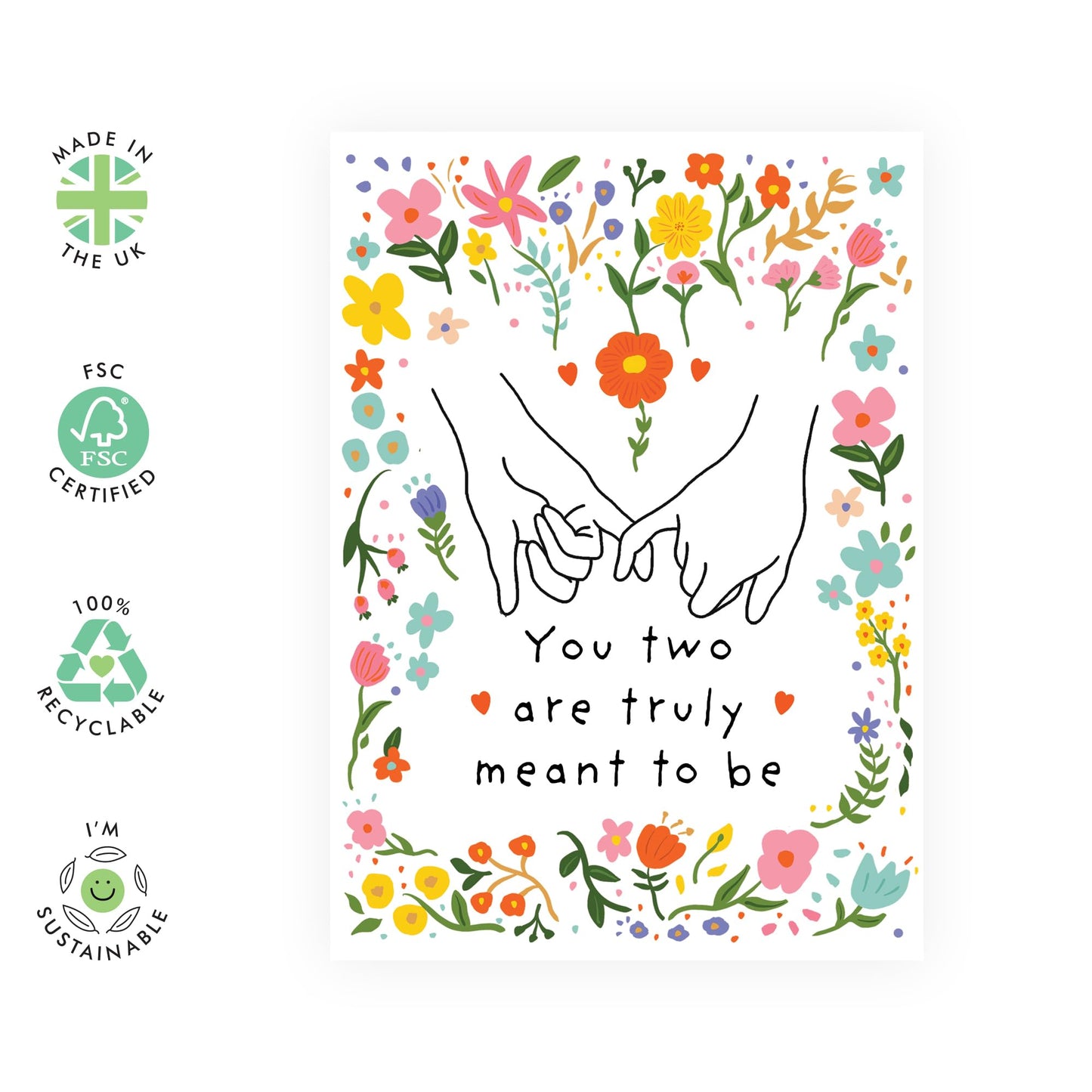 Cute Love Card for Them - 'You Two Meant To Be' - Gifts for Friends, Brother, Sister, Mum, Dad, Parents, Cousin, Colleagues - Valentines Day Pinky Promise - Comes with Fun Stickers