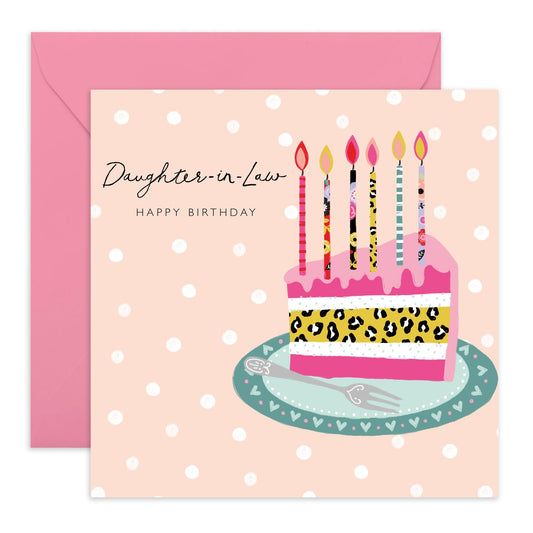 Daughter In Law Birthday Cards And Envelopes - Bday Cakes And Candles - Trendy Greeting Cards For Women Her Female - Birthday Card For Daughter-in-law - Comes With Stickers By Central 23