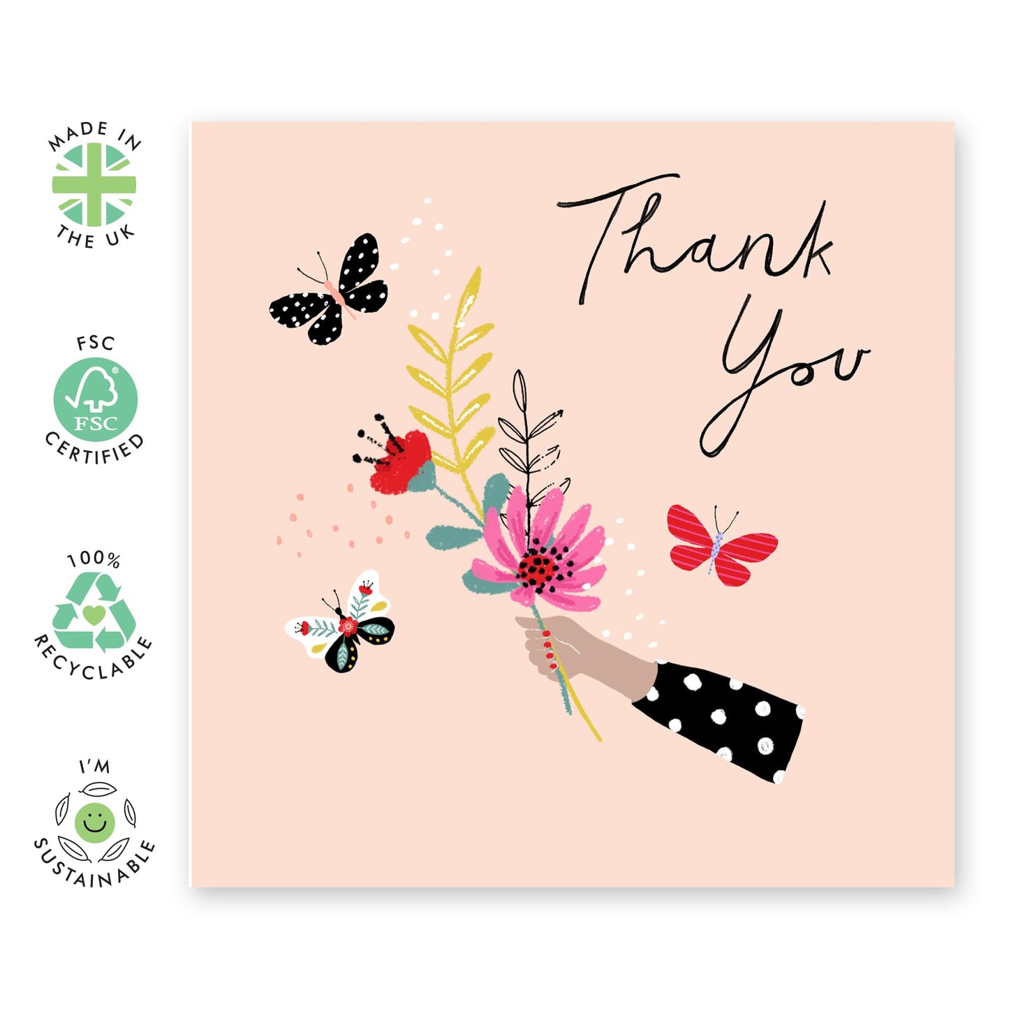 Thank You Notes With Envelopes For Men Women Friends Guests - Thank You Cards Wedding - Flowers Butterflies - For Baby Shower Party Celebration - Gifts For Him Her - Comes With Stickers By Central 23