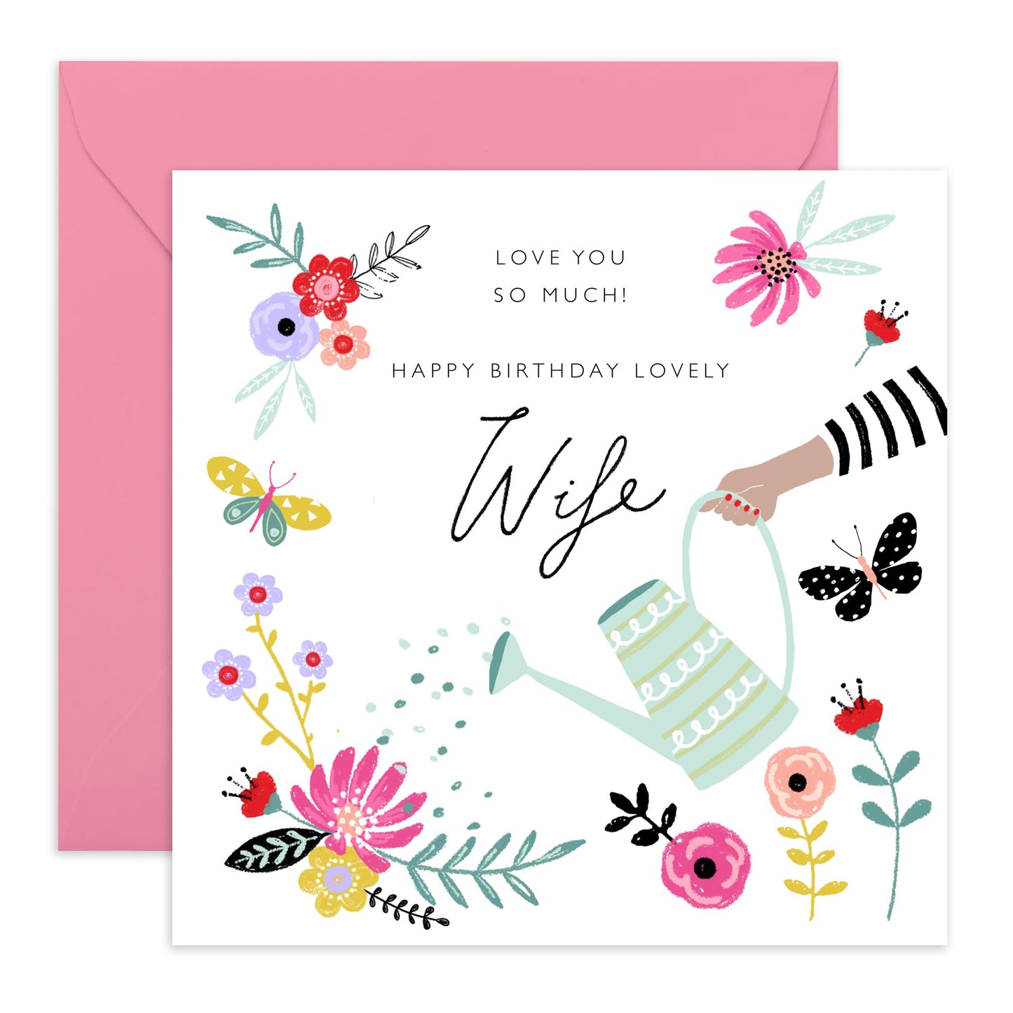 Wife Birthday Card For Women - I Love You Card For Her - Floral Birthday Cards For Wife - Sweet Flower Card - Heartfelt Wife Gifts - Comes With Cute Stickers By Central 23
