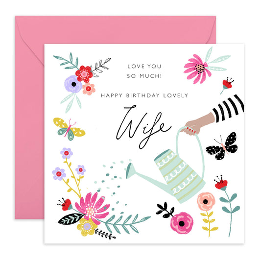 Wife Birthday Card For Women - I Love You Card For Her - Floral Birthday Cards For Wife - Sweet Flower Card - Heartfelt Wife Gifts - Comes With Cute Stickers By Central 23