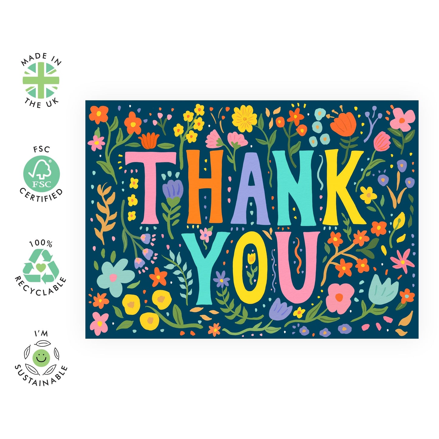 Thank You Greeting Cards For Women - Floral Thank You Dark - Cute Appreciation Cards For Her - Floral Cards- Gift For Mummy Mum - Gift For Woman - Comes With Fun Stickers - By Central 23