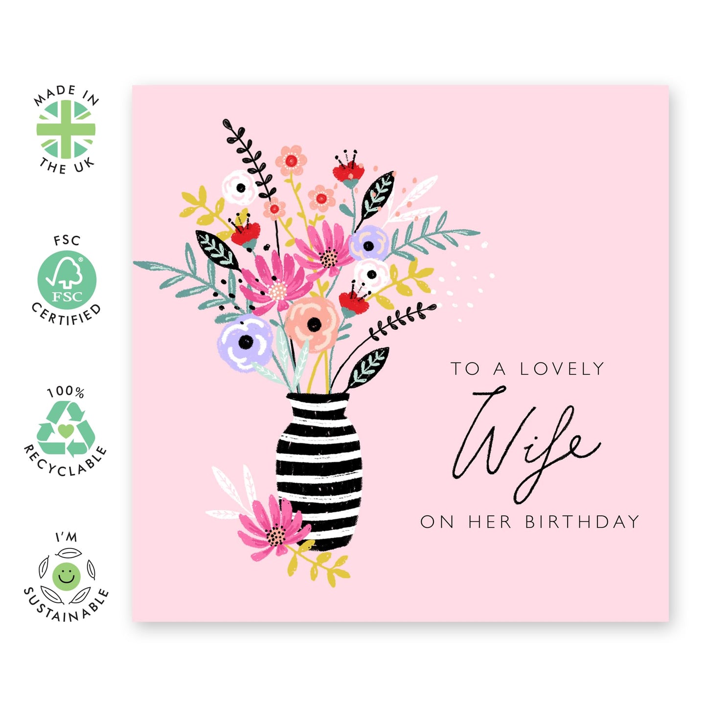 Flower Cards For Wife - To My Lovely Wife - Wife Birthday Cards Floral - Sweet Greeting Cards From Husband - Wife Gifts For Women - Comes With Cute Stickers By Central 23