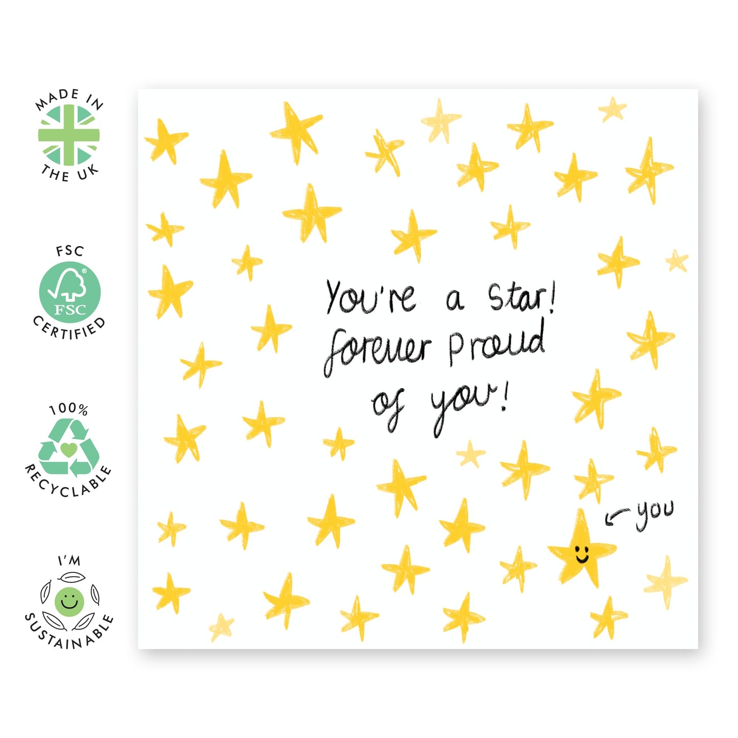 Congratulations Card For Men Women - You're A Star - Graduation Card For Daughter Son - Well Done Card - Good Job - Congrats On The New Job - Comes With Stickers - By Central 23