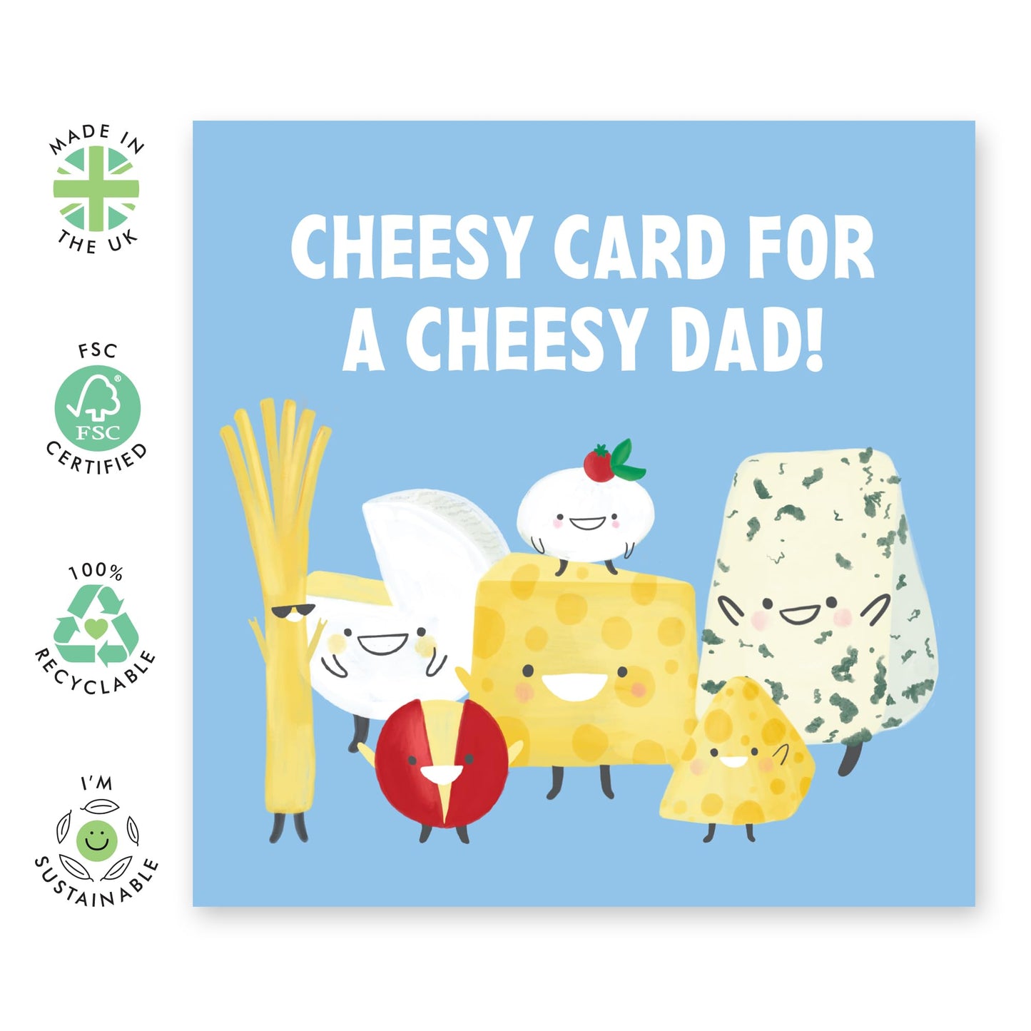 CENTRAL 23 Dad Birthday Card For Him - Cheesy Card For Cheesy Dad - Funny Food Puns Jokes - Quirky Father’s Day Cards - Gifts For Men - Father Day Card - Comes With Fun Stickers