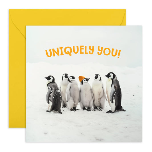 Greeting Card - 'UNIQUELY YOU PENGUIN' - Perfect for Celebrating Individuality with a Cute Penguin Twist - Ideal for Those Who Embrace Their Unique Qualities w/ Fun - Comes With Stickers By Central 23