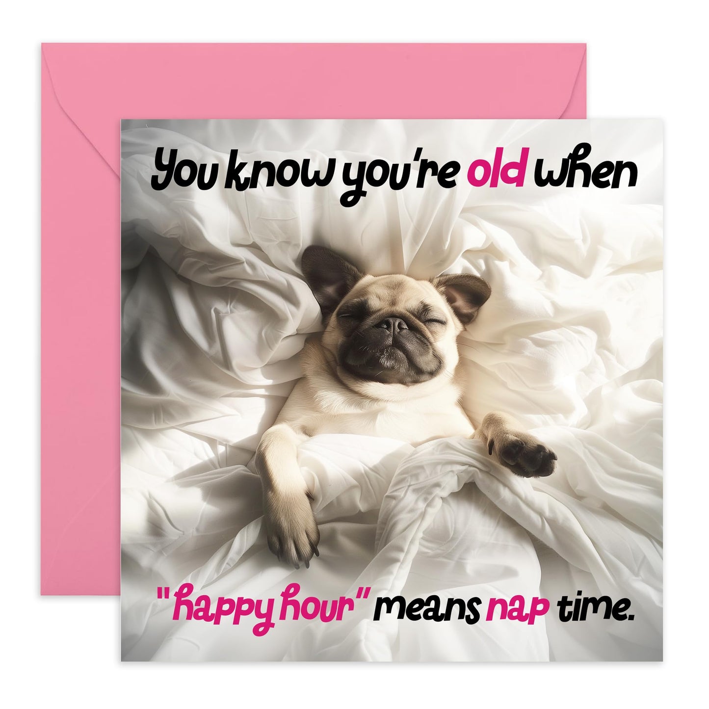 Dog Birthday Card - HAPPY HOUR MEANS NAP TIME - Hilarious Birthday Cards For Women And Men - Gifts For Dog Mum And Dad - Gift For Fur Parents Dog Mum Or Dad - Comes With Stickers By Central 23